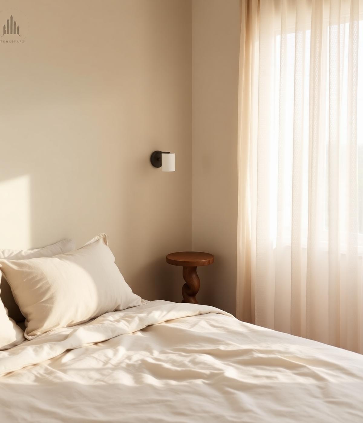 Sea Cliff bedroom with linen bedding